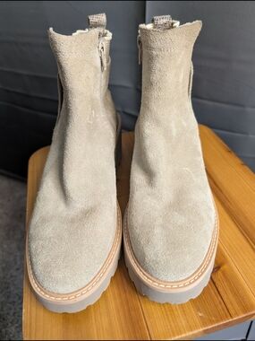 Vaneli Taupe Suede Ankle Boots